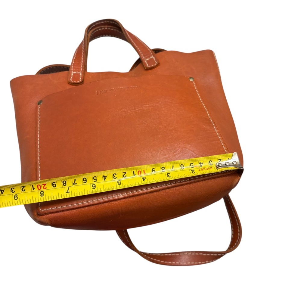 Portland leather brown mini market tote bag - Picture 6 of 12